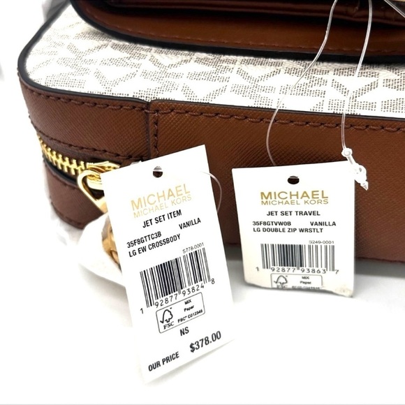 Michael Kors Large EW Crossbody Bag & Large Double Zip Wallet Vanilla - Picture 13 of 13